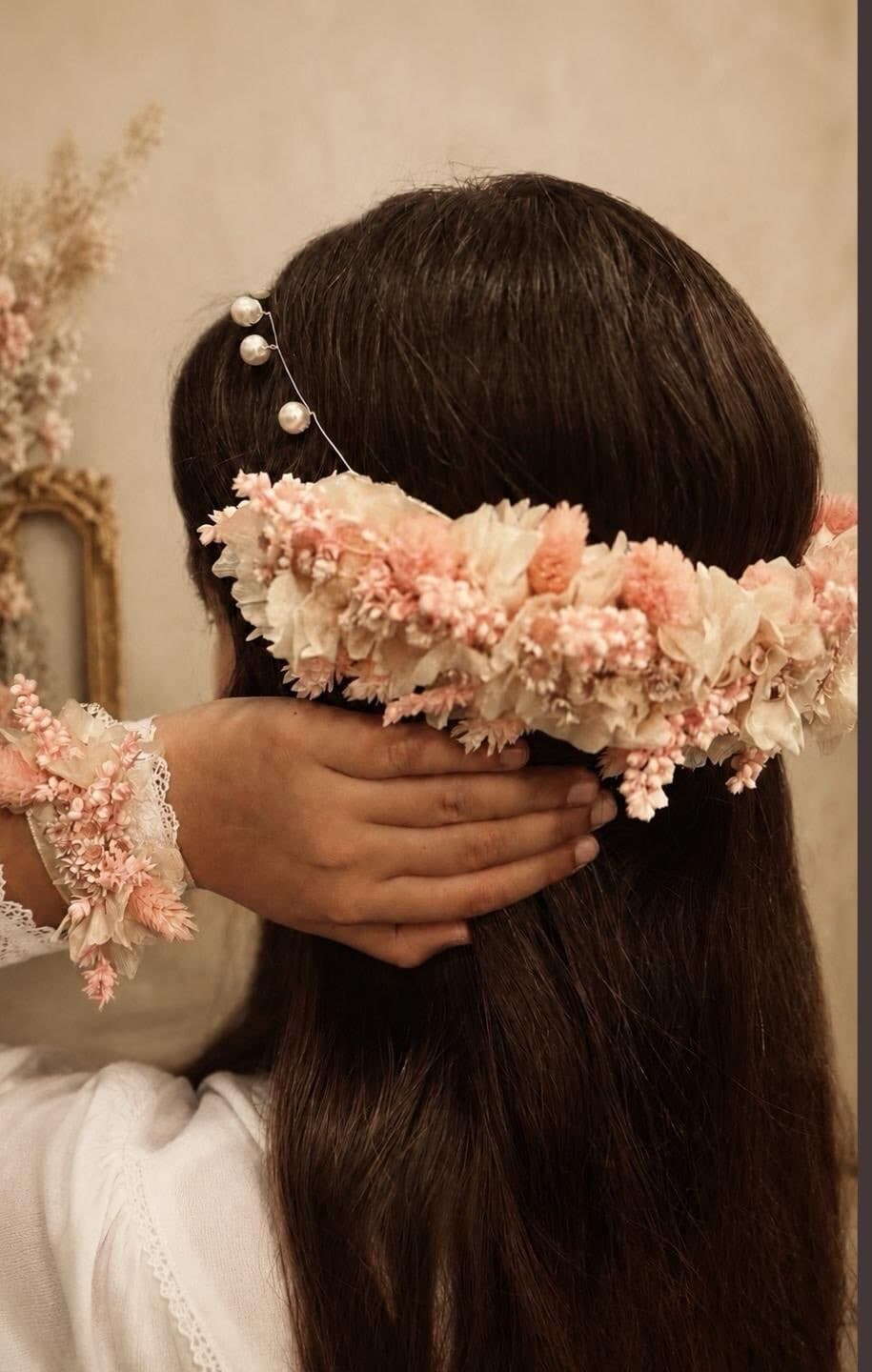 Coroa floral de noiva em flores preservadas — Bloom by Ana